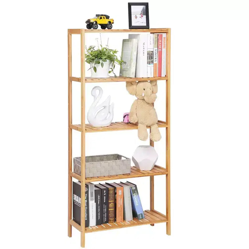 Scaffale portaoggetti in bambù, scaffalatura a 5 ripiani, multifunzionale, per ingresso, bagno, 25,9 x 60 x 130 cm