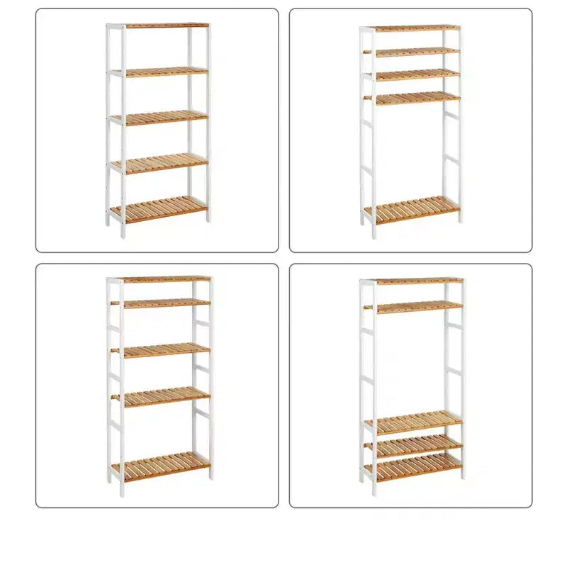 Scaffale portaoggetti in bambù, scaffalatura a 5 ripiani, multifunzionale, per ingresso, bagno, 25,9 x 60 x 130 cm