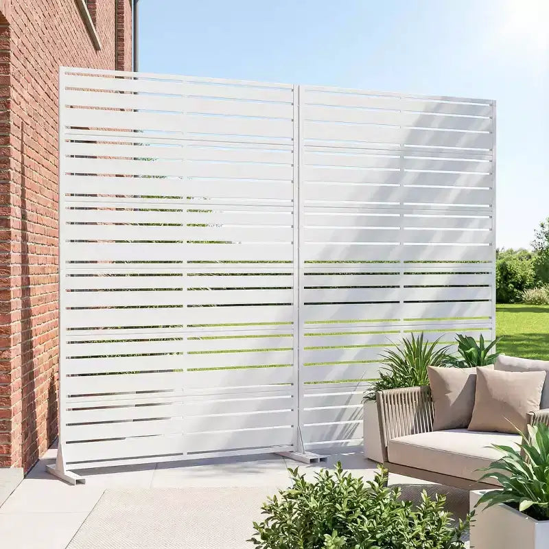 Benjamin Wide-Narrow, divisorio in acciaio galvanizzato bianco a persiana, 72x47x16, schermo bifacciale a 6 pannelli