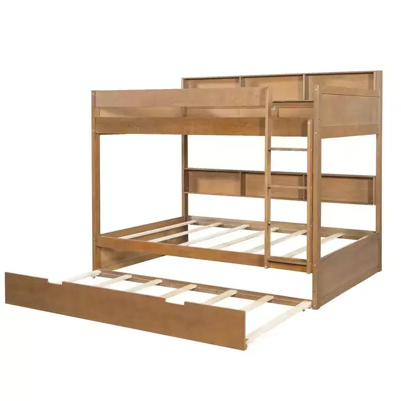 Letto a castello Full-over-Full con letto estraibile e contenitore integrato