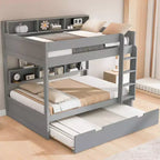Letto a castello Full-over-Full con letto estraibile e contenitore integrato