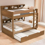Letto a castello Full-over-Full con letto estraibile e contenitore integrato