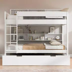 Letto a castello Full-over-Full con letto estraibile e contenitore integrato
