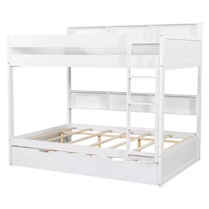 Letto a castello Full-over-Full con letto estraibile e contenitore integrato