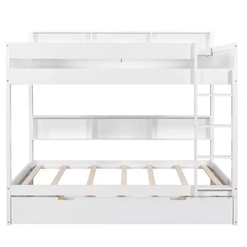 Letto a castello Full-over-Full con letto estraibile e contenitore integrato