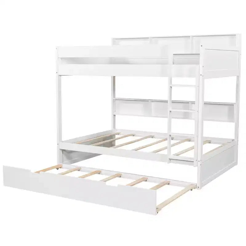 Letto a castello Full-over-Full con letto estraibile e contenitore integrato