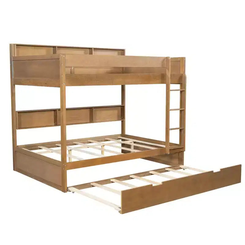 Letto a castello Full-over-Full con letto estraibile e contenitore integrato
