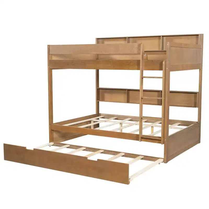 Letto a castello Full-over-Full con letto estraibile e contenitore integrato