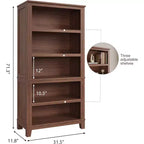 Scaffale da fattoria 71" con ripiani regolabili e larghezza 31.5", libreria alta a 5 ripiani con gambe in legno, scaffale rustico per soggiorno e ufficio