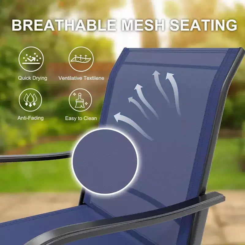 Sgabelli da bar girevoli a 360° per patio, sedie da esterno con schienale alto e braccioli, struttura in metallo resistente alle intemperie per ponte, prato, giardino