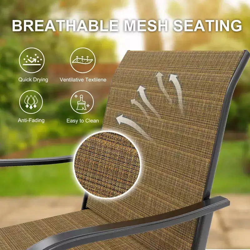 Sgabelli da bar girevoli a 360° per patio, sedie da esterno con schienale alto e braccioli, struttura in metallo resistente alle intemperie per ponte, prato, giardino