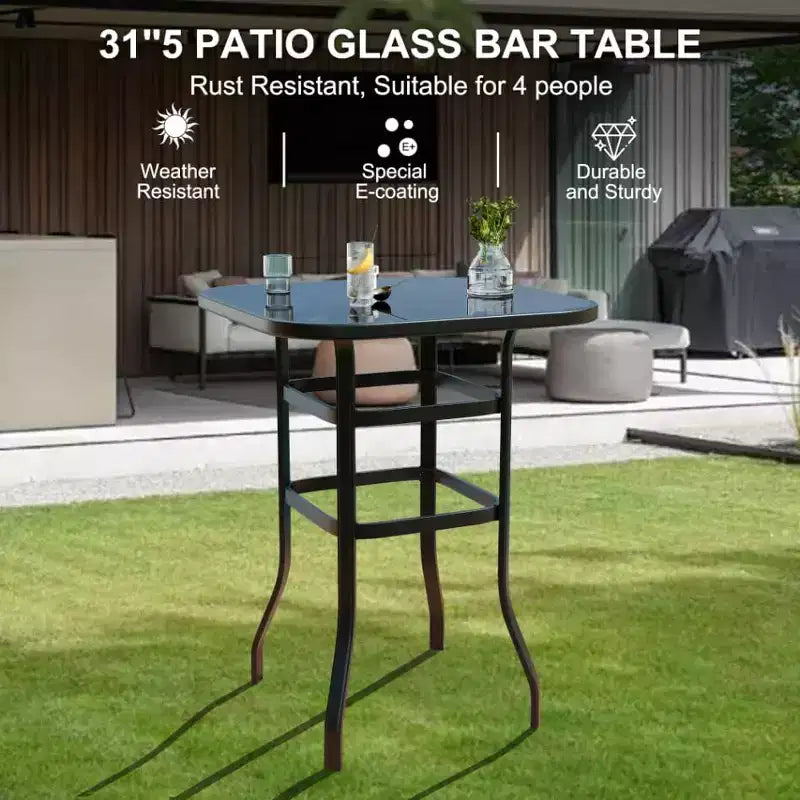 Sgabelli da bar girevoli a 360° per patio, sedie da esterno con schienale alto e braccioli, struttura in metallo resistente alle intemperie per ponte, prato, giardino