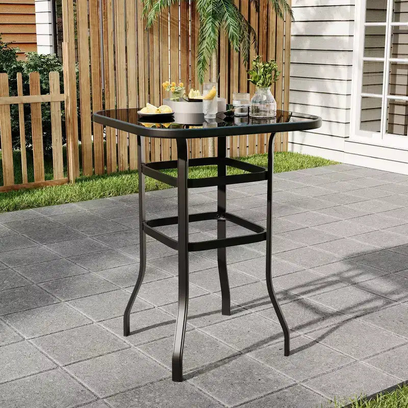 Sgabelli da bar girevoli a 360° per patio, sedie da esterno con schienale alto e braccioli, struttura in metallo resistente alle intemperie per ponte, prato, giardino