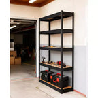 Scaffale metallico resistente a 5 livelli, ripiano portaoggetti da garage regolabile con capacità di 907 kg per garage, magazzino, cantina